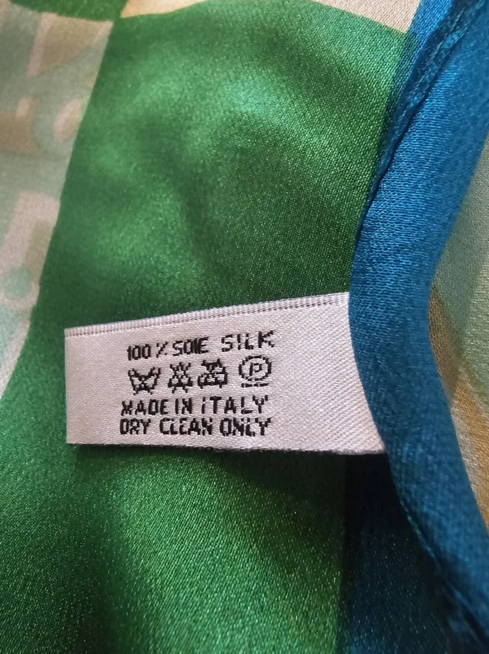 Christian Dior Vintage Silk Scarf Turquoise Equestrian Chain Trotter Monogram